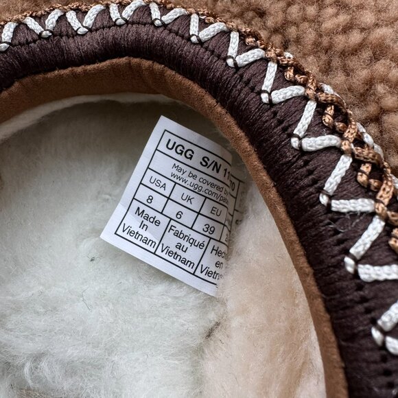 New UGG Tazz Maxi Curly Shearling Platform Slippers Chestnut Brown Womens 8 - Picture 11 of 16